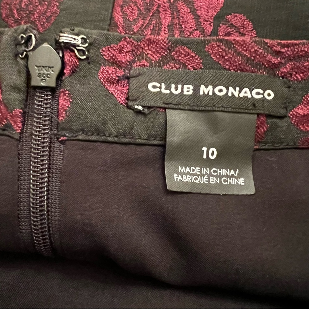 Club Monaco Bkack Merlot Red Floral Jacquard Circle Skirt - Picture 5 of 7